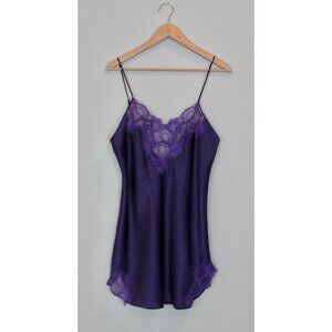 Vintage 90's VICTORIA'S SECRET Gold Label Purple Lace Chemise Nightgown Dress, L